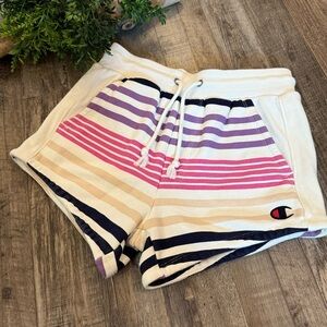 CHAMPION Striped Shorts - Pink, Purple, and Navy with Pockets Thick Cotton SZ XS